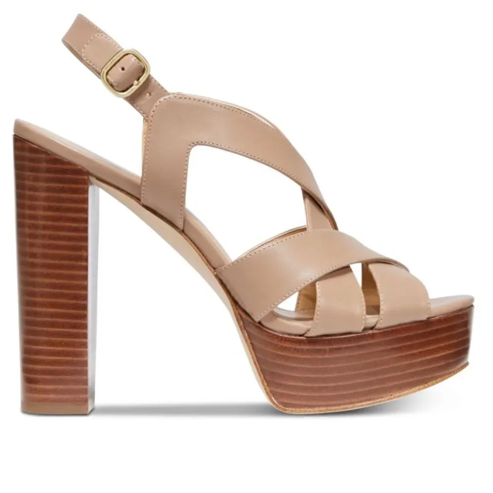 MICHAEL Michael Kors Audrina Platform Sandals in the Size 9.5M in Sahara Color